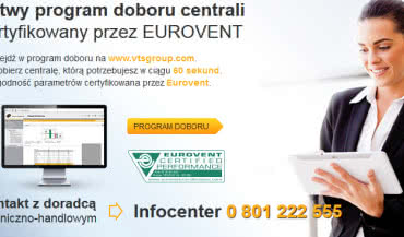 Łatwy sposób doboru centrali VENTUS certyfikowany przez EUROVENT