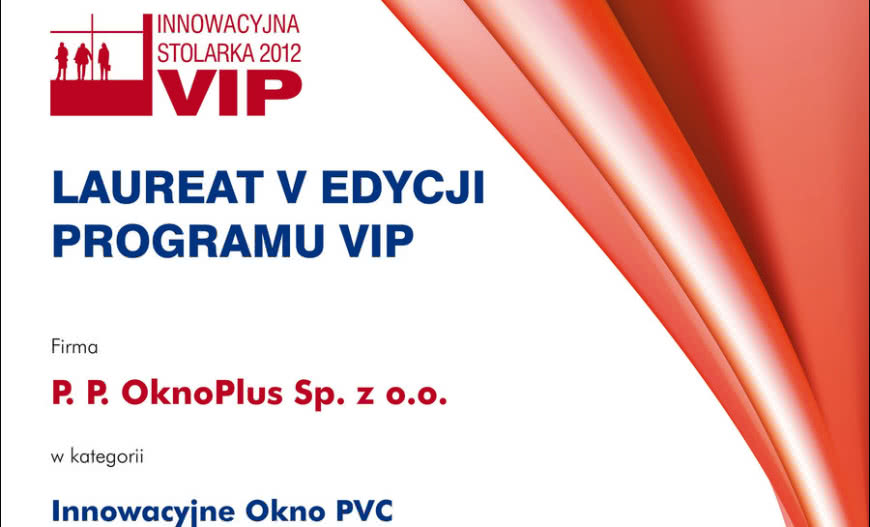OknoPlus laureatem konkursu VIP Innowacyjna Stolarka